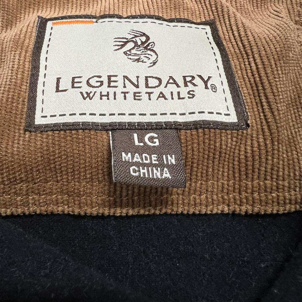 Legendary Whitetails Mens Black Flannel Button Down Corduroy Trim Shirt Large - Picture 4 of 8